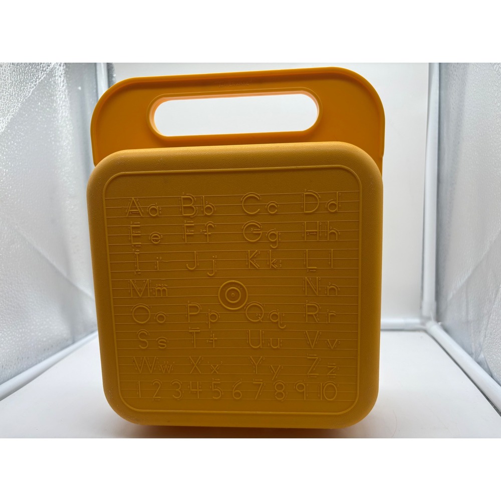 Vintage Tupperware Alphabet Yellow Lunch Pencil Box 123 ABC #1408-6